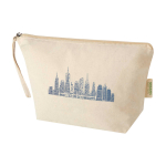 Large organic cotton wash bag with zip and strap 3L 180g/m2 natural colour transfer printing view