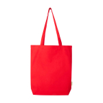 Organic cotton tote bag with wide base 10L 270gsm red colour second front view