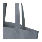 Organic cotton tote bag with wide base 10L 270gsm grey colour close-up view 2