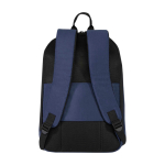 Anti-theft polyester backpack for 15” laptop, water-repellent navy-blue colour second rear view