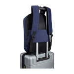 Anti-theft polyester backpack for 15” laptop, water-repellent navy-blue colour second view