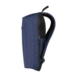 Anti-theft polyester backpack for 15” laptop, water-repellent navy-blue colour side view
