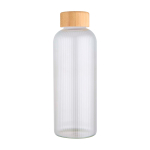 Single-wall borosilicate glass bottle with bamboo lid 650ml transparent colour second front view