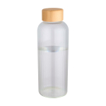 Single-wall borosilicate glass bottle with bamboo lid 650ml transparent colour