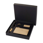 Corporate gift set with pen, RFID card holder and keyring natural colour second front view