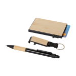 Corporate gift set with pen, RFID card holder and keyring natural colour fourth view