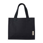 9L 220 g/m2 recycled cotton shopping bag black colour second front view