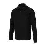 Unisex long sleeve cotton polo in piqué knit 245 g/m2 Elevate black colour