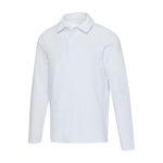 Unisex long sleeve cotton polo in piqué knit 245 g/m2 Elevate white colour