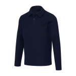 Unisex long sleeve cotton polo in piqué knit 245 g/m2 Elevate navy-blue colour