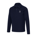Unisex long sleeve cotton polo in piqué knit 245 g/m2 Elevate navy-blue colour