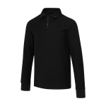 Unisex cotton long-sleeve polo with half zip 245 g/m² Elevate black colour