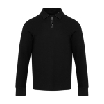 Unisex cotton long-sleeve polo with half zip 245 g/m² Elevate black colour second front view