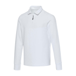 Unisex cotton long-sleeve polo with half zip 245 g/m² Elevate white colour