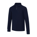 Unisex cotton long-sleeve polo with half zip 245 g/m² Elevate navy-blue colour