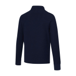 Unisex cotton long-sleeve polo with half zip 245 g/m² Elevate navy-blue colour third rear view