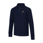 Unisex cotton long-sleeve polo with half zip 245 g/m² Elevate navy-blue colour