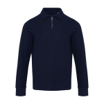 Unisex cotton long-sleeve polo with half zip 245 g/m² Elevate navy-blue colour second front view