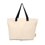 Foldable recycled cotton bag with GRS certificate 7L 140 g/m2 black colour second front view