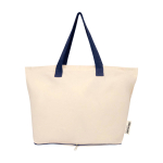 Foldable recycled cotton bag with GRS certificate 7L 140 g/m2 navy-blue colour second front view