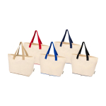 Foldable recycled cotton bag with GRS certificate 7L 140 g/m2 navy-blue colour second multiple colours view