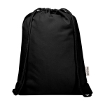Recycled cotton drawstring bag with quick closure 5L 180gsm black colour second front view