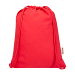 Recycled cotton drawstring bag with quick closure 5L 180gsm red colour second front view