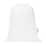 Recycled cotton drawstring bag with quick closure 5L 180gsm white colour second front view