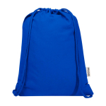 Recycled cotton drawstring bag with quick closure 5L 180gsm royal blue colour second front view