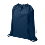 Recycled cotton drawstring bag with quick closure 5L 180gsm navy-blue colour