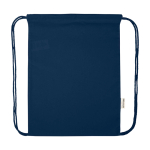 Recycled cotton drawstring bag with quick closure 5L 180gsm navy-blue colour third front view