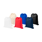 Recycled cotton drawstring bag with quick closure 5L 180gsm navy-blue colour second multiple colours view