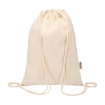 Recycled cotton drawstring bag with quick closure 5L 180gsm natural colour second front view
