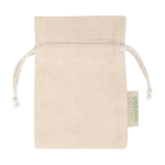 Cotton gift bag with drawstring closure 140gsm natural colour second front view