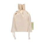 Cotton gift bag with drawstring closure 140gsm natural colour third front view