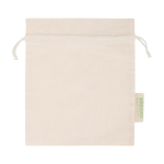 Gift bag with cotton drawstring closure 140 g/m² natural colour second front view