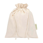 Gift bag with cotton drawstring closure 140 g/m² natural colour third front view