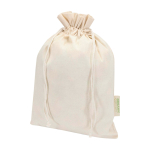 Cotton gift bag with drawstring closure 140 g/m² natural colour