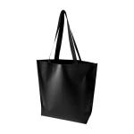 Water-resistant recycled plastic tote bag with wide base 30L 150g/m² black colour
