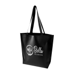 Water-resistant recycled plastic tote bag with wide base 30L 150g/m² black colour screen printing view