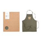 Handwoven recycled cotton apron for events Originalhome green colour screen printing view
