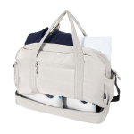 Recycled polyester travel canvas holdall with zip 30L sand colour third view