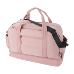 Recycled polyester travel canvas holdall with zip 30L light pink colour