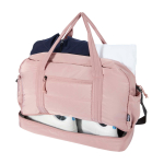 Recycled polyester travel canvas holdall with zip 30L light pink colour third view