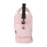 Recycled polyester travel canvas holdall with zip 30L light pink colour side view