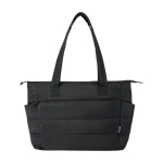 Padded recycled polyester tote bag with 15.6” laptop sleeve 18L black colour second front view