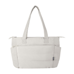 Padded recycled polyester tote bag with 15.6” laptop sleeve 18L sand colour second front view