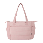 Padded recycled polyester tote bag with 15.6” laptop sleeve 18L light pink colour second front view