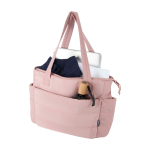 Padded recycled polyester tote bag with 15.6” laptop sleeve 18L light pink colour third view