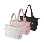Padded recycled polyester tote bag with 15.6” laptop sleeve 18L light pink colour second multiple colours view